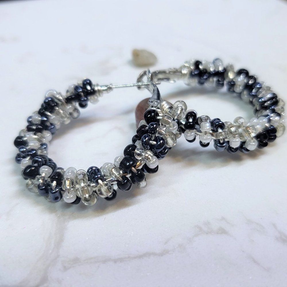 Handmade beaded hoops - Picture 2 of 4